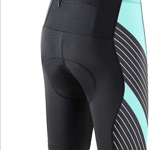 Women’s Large Black/Blue Cycling Shorts, NWT package unopened